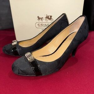 Coach Wanda Black Patterned Women's Heels Signature C